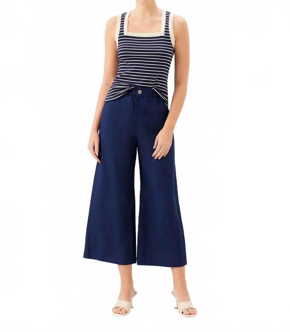 NEW FIFTEEN TWENTY women's mindy contrast tank top in navy with cream